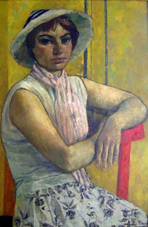 &quot;La belle assise&quot;, óleo s / t, 80 x 56 cm.